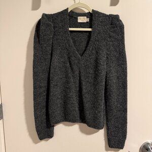 Nation Ltd Dark Gray Alpaca-Blend V-Neck Sweater